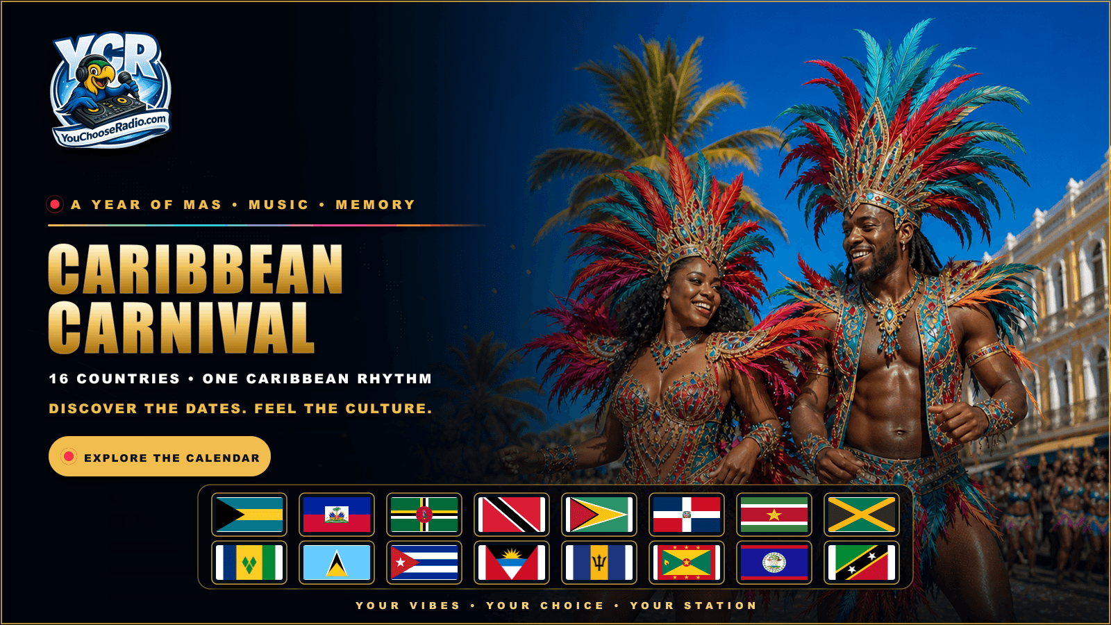 Caribbean Carnival Calendar — 16 countries, one Caribbean rhythm